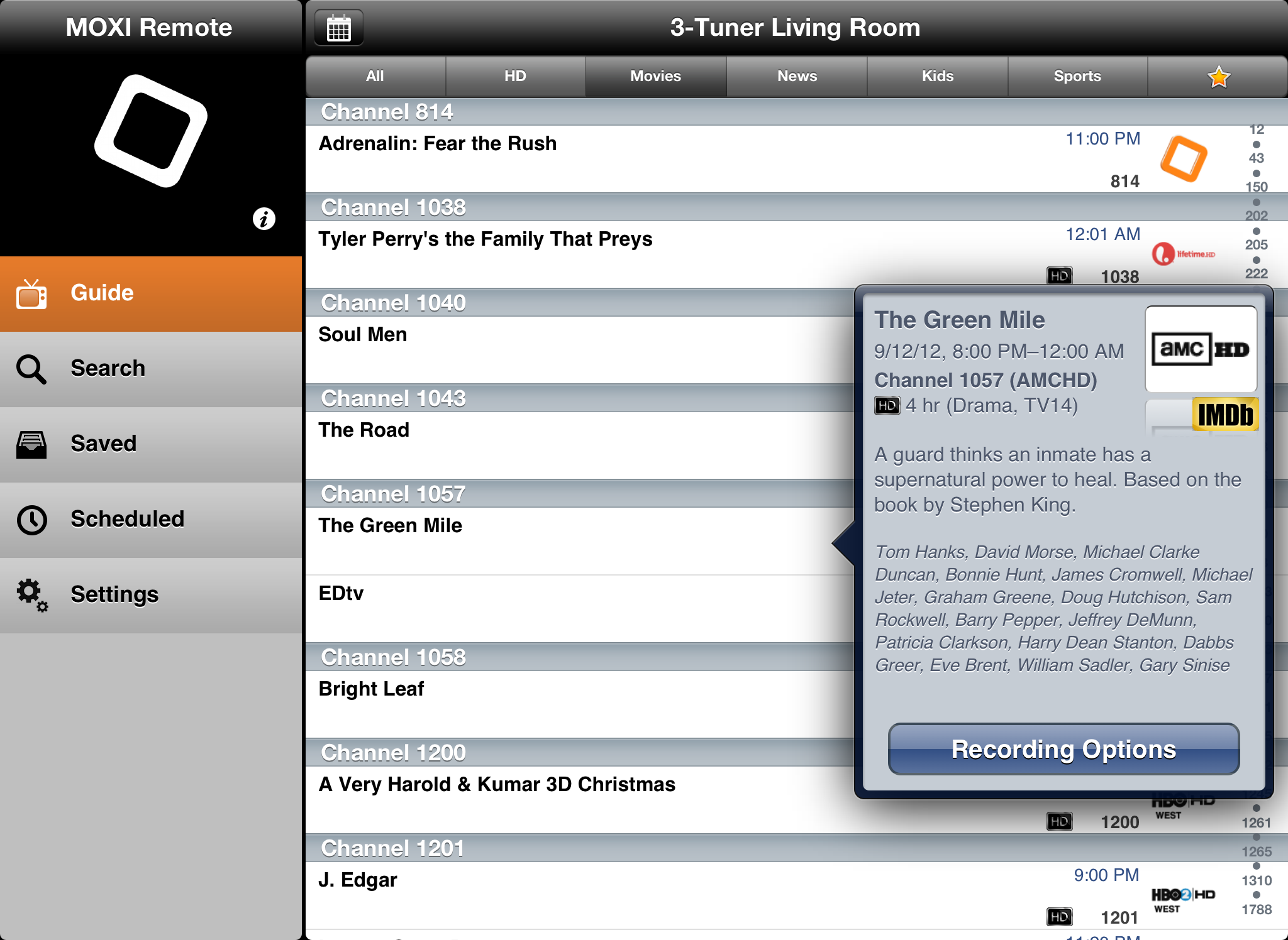 Channel settings view